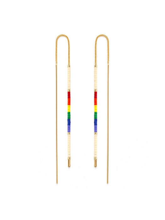 Miyuki Seed Bead Ear Threads by Amano Studio | Rainbow | Gold Plate Earrings | Light Years