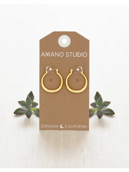 14k Gold Plated Maria Hoops by Amano Studio | Surgical Steel Pincatch | Light Years Jewelry