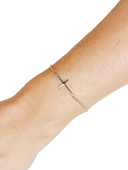Sideways Cross Bracelet | Sterling Silver Chain | Light Years Jewelry