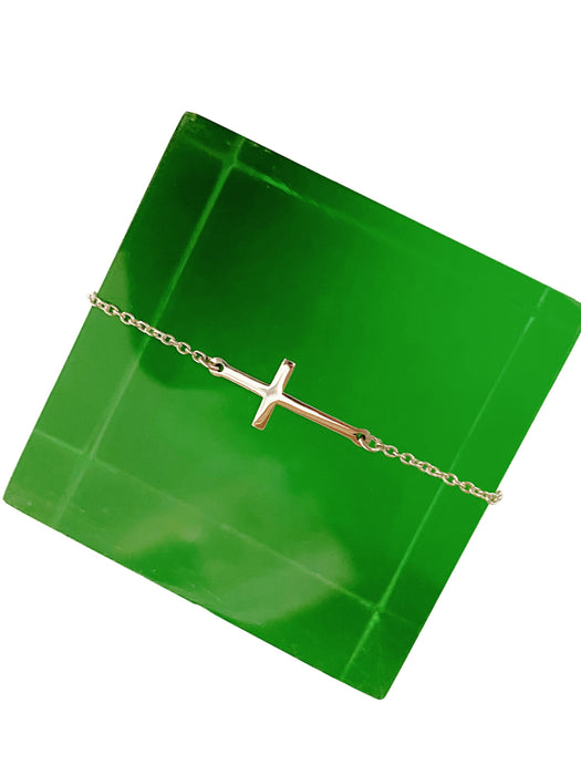 Sideways Cross Bracelet | Sterling Silver Chain | Light Years Jewelry