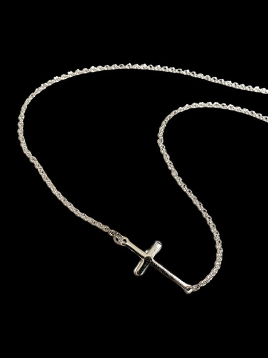 Sideways Cross Necklace | Sterling Silver Chain | Light Years Jewelry