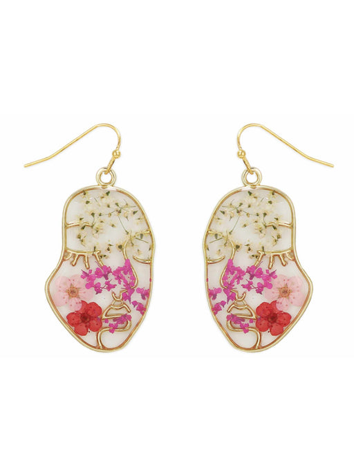 Pressed Flower Face Dangles | Pink | Gold Fashion Earrings | Light Years