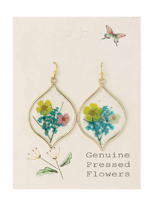 Pressed Flower Marquise Dangles | Gold Earrings | Light Years Jewelry