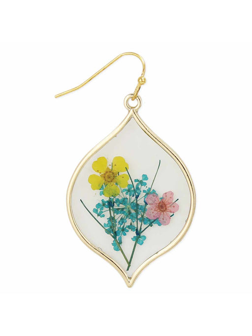 Pressed Flower Marquise Dangles | Gold Earrings | Light Years Jewelry