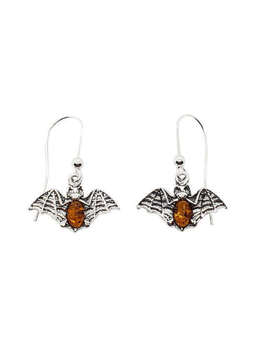 Baltic Amber Bat Dangles | Sterling Silver Earrings | Light Years Jewelry