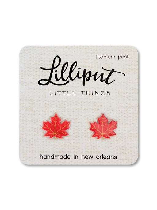 Maple Leaf Posts by Lilliput Little Things | Titanium Stud Earrings | Light Years