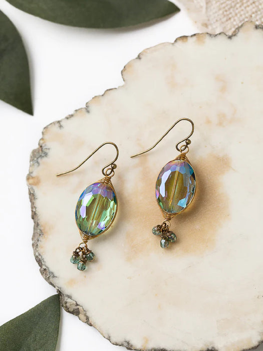 Crisp Autumn Crystal Dangles by Anne Vaughan | Handmade Brass Earrings | Light Years