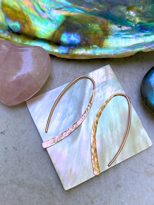 Sleek Hammered Ear Threads | 14kt Gold Filled Earrings | Light Years