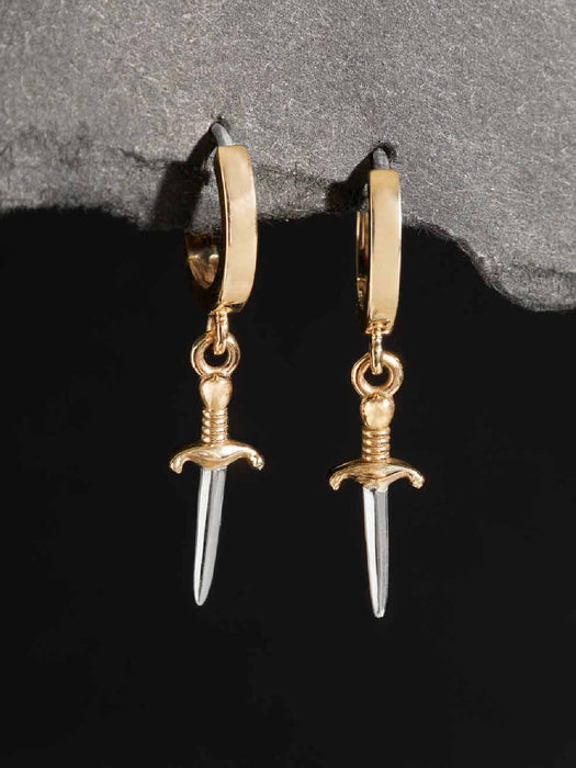 Bronze Dagger Huggie Hoops | Sterling Silver Earrings | Light Years