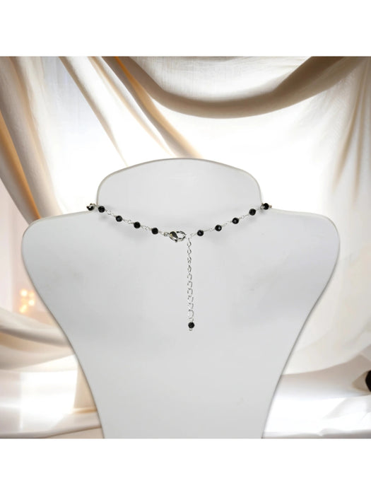 Triple Layer Black Spinel & Pearl Necklace