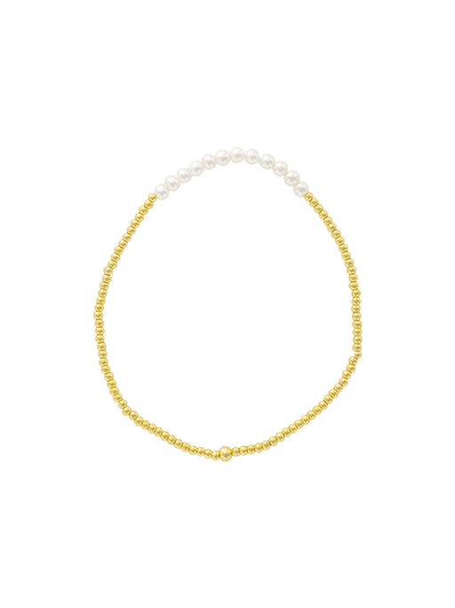 Bead & Pearl Stretch Bracelet | Gold Plated | Light Years Jewelry