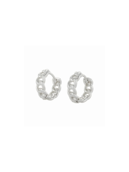 Chain Link Huggie Hoops | Silver Gold Plated Earrings | Light Years Jewelry