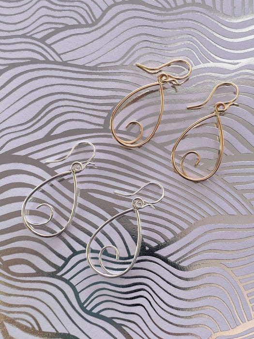 Spiral Teardrop Dangles | Sterling Silver Gold Filled Earrings | Light Years