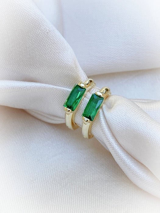 Single Baguette Huggie Hoops | Gold Vermeil CZ Earrings | Light Years