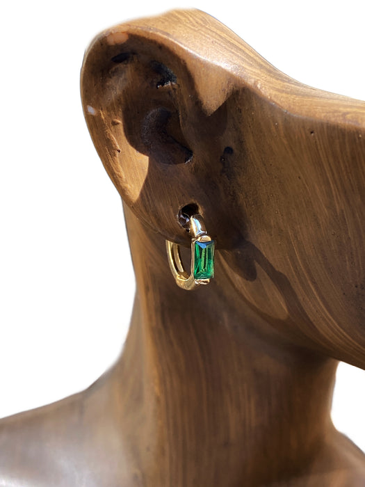 Single Baguette Huggie Hoops | Gold Vermeil CZ Earrings | Light Years