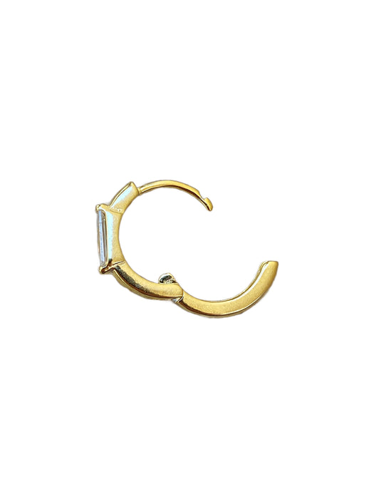 Single Baguette Huggie Hoops | Gold Vermeil CZ Earrings | Light Years