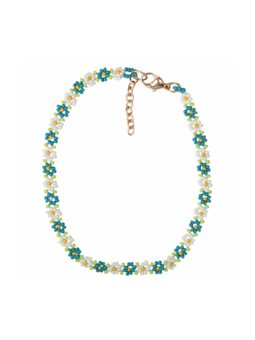 Spring Daisy Seed Beaded Anklet | Gold Bracelet | Light Years Jewelry