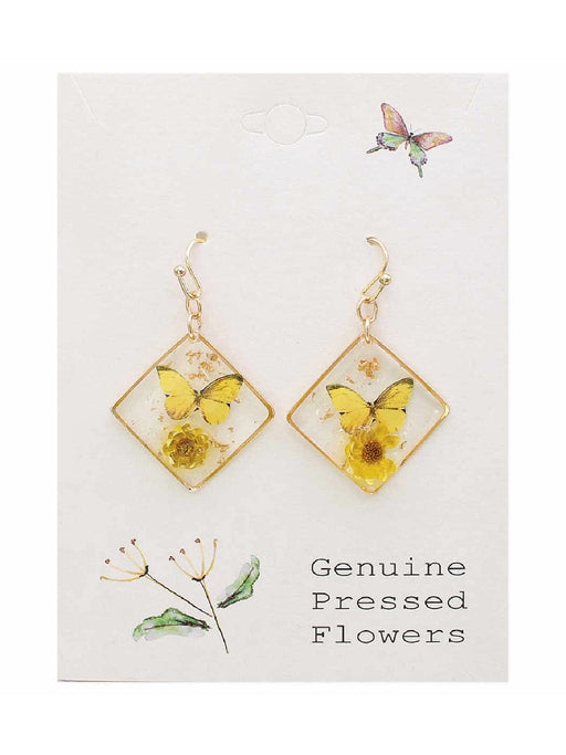 Sunny Garden Butterfly & Flower Dangles | Gold Earrings | Light Years