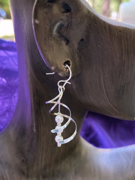 Spiral & Triple Pearl Dangles | Sterling Silver Gold Filled Earrings | Light Years