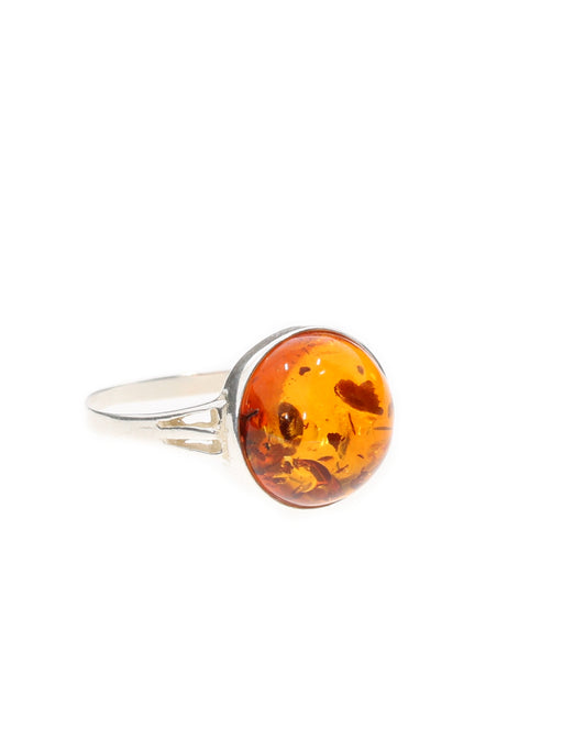 Baltic Amber Orb Ring | Sterling Silver Size 6 7 8 | Light Years Jewelry
