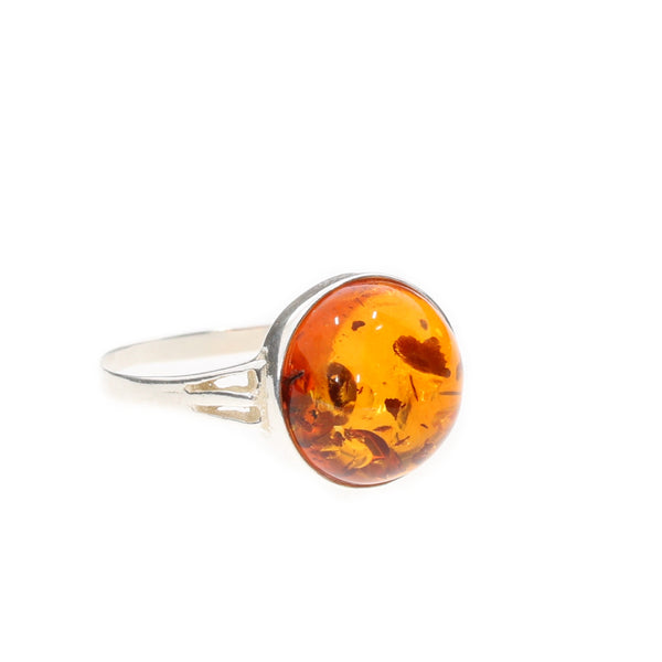 Baltic Amber Orb Ring | Sterling Silver Size 6 7 8 | Light Years Jewelry