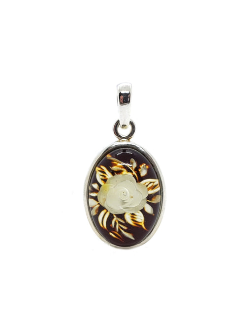 Amber Rose Intaglio Necklace | Sterling Silver Chain Pendant | Light Years