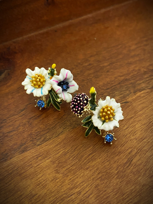 Enamel Floral Bouquet Posts | Gold Mismatched Studs Earrings | Light Years
