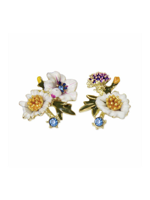 Enamel Floral Bouquet Posts | Gold Mismatched Studs Earrings | Light Years