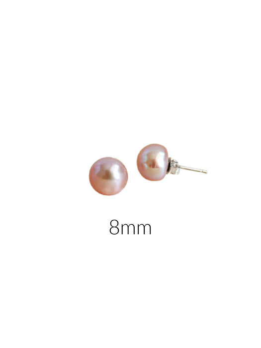 Pink Freshwater Pearl Posts | Sterling Silver Studs Earrings | Light Years