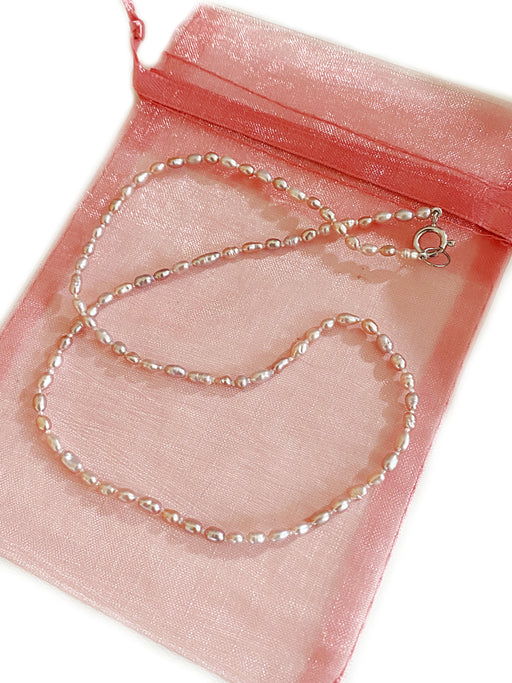 Rice Pearl Knotted Strand Necklace | Sterling Silver | Light Years Jewelry