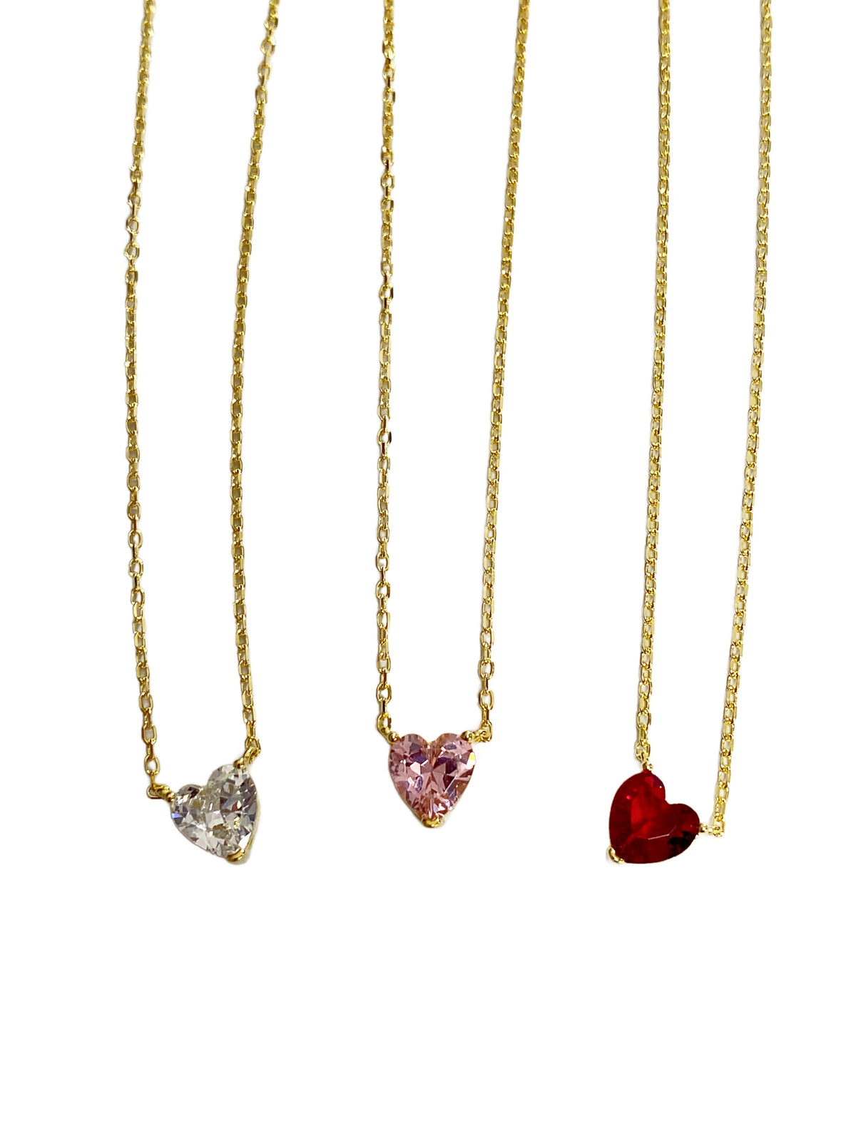 Rose Gold Plated Valentines Special Glittering CZ Zircon Heart Chain Pendent Necklace for Women