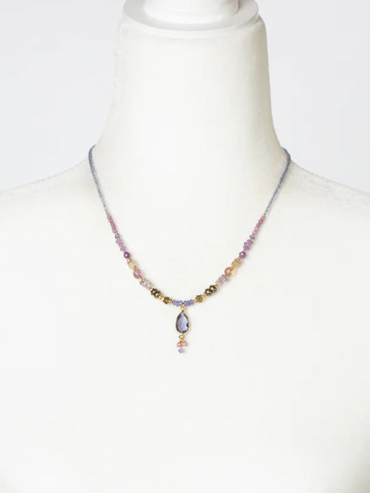 Hydrangea Tanzanite & Pearl Beaded Necklace by Anne Vaughan | Gold Filled | Light Years