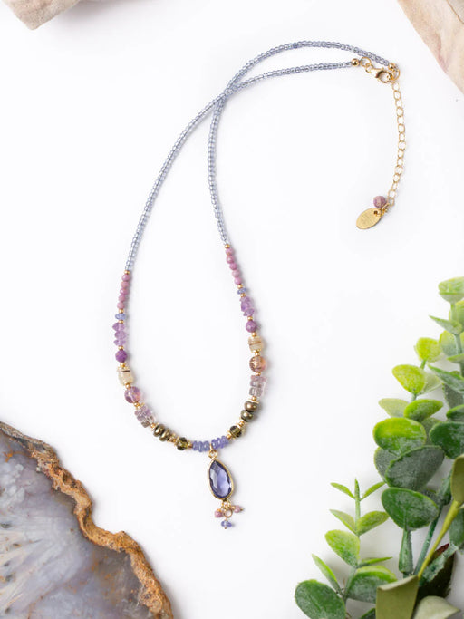 Hydrangea Tanzanite & Pearl Beaded Necklace by Anne Vaughan | Gold Filled | Light Years