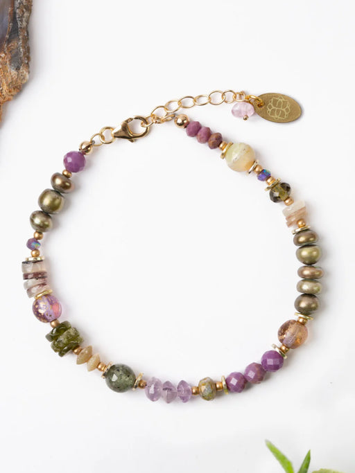 Hydrangea Gemstone & Crystal Beaded Bracelet by Anne Vaughan | Gold Filled | Light Years