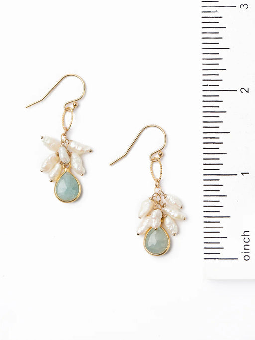 Dream Aquamarine & Pearl Cluster Earrings by Anne Vaughan | 14kt Gold Filled | Light Years