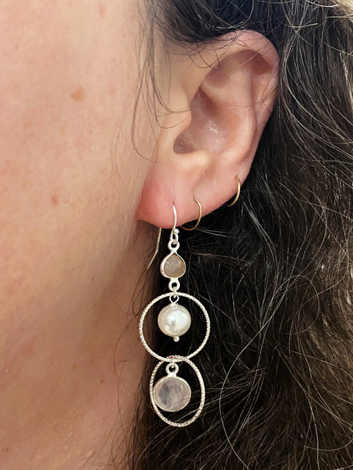 Embrace Pearl &rose Quartz Earrings by Anne Vaughan | Sterling Silver | Light Years