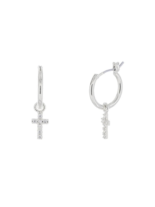 Clear CZ Cross Hoops | Silver Gold Plated Earrings | Light Years Jewelry