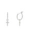 Clear CZ Cross Hoops | Silver Gold Plated Earrings | Light Years Jewelry