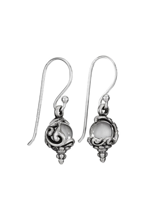 Cradled Crystal Orb Dangles | Sterling Silver Earrings | Light Years