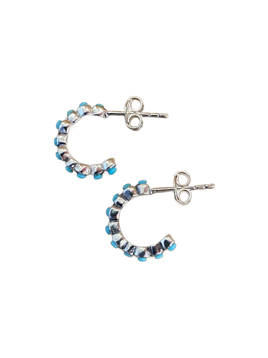 Turquoise Dotted Post Hoops | Sterling Silver Studs Earrings | Light Years