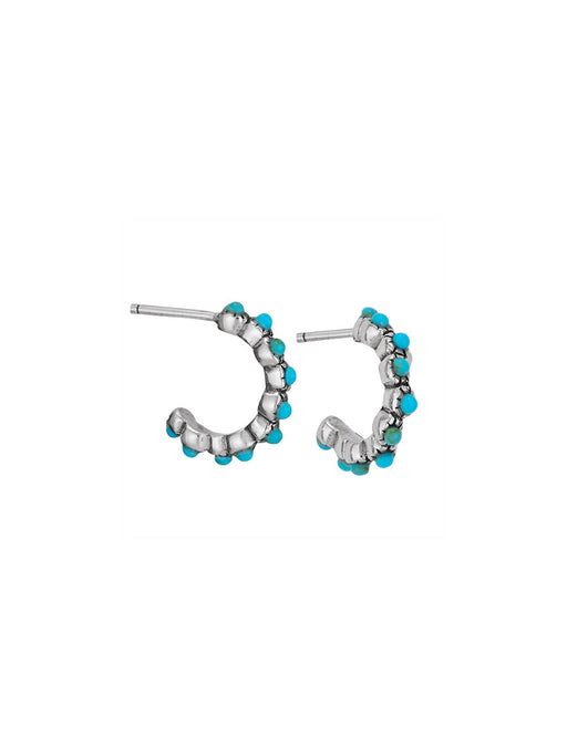 Turquoise Dotted Post Hoops | Sterling Silver Studs Earrings | Light Years