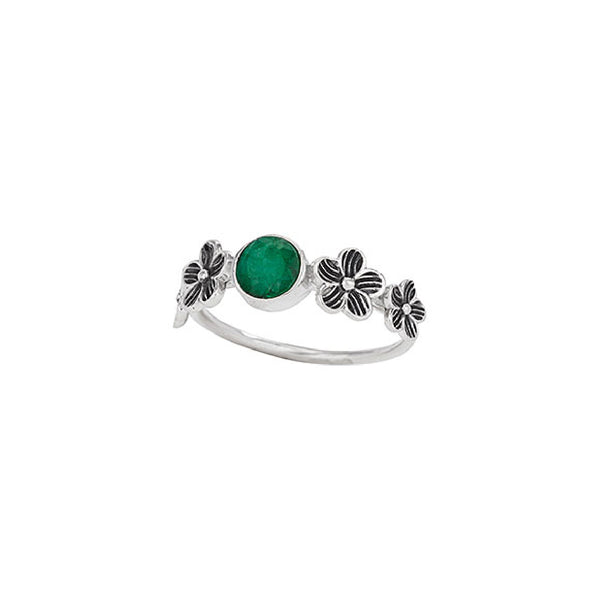 Green Onyx Flowers Ring | Sterling Silver Size 6 7 8 9 | Light Years Jewelry