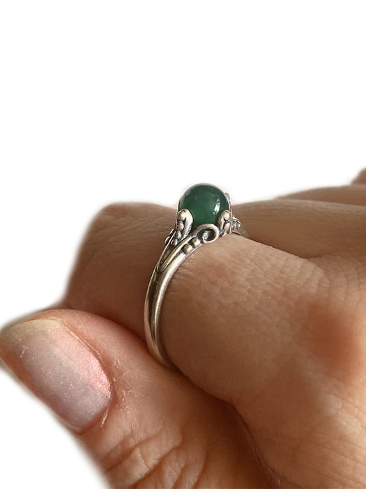 Green Onyx Sphere Ring