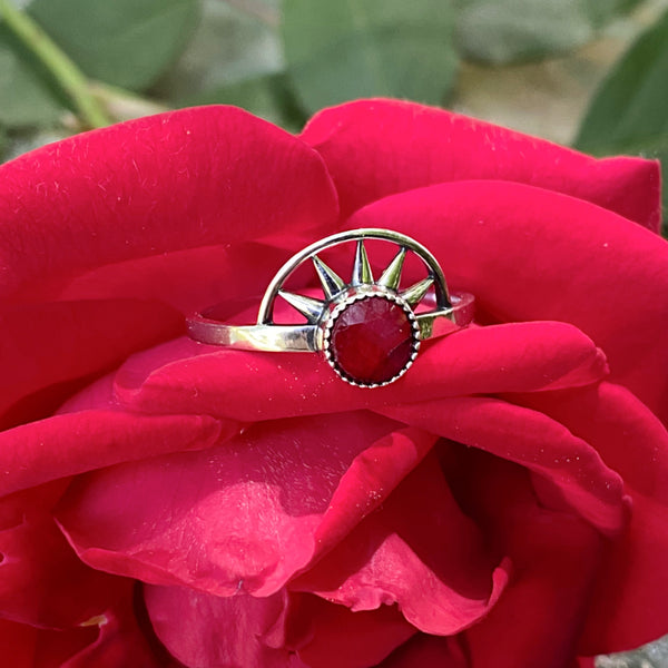 Ruby Sunrise Sunset Ring | Sterling Silver 6 7 8 9 | Light Years Jewelry