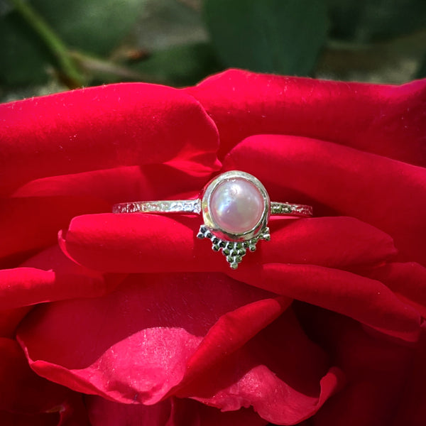 Pearl Crown Ring | Sterling Silver Size 6 7 8 9 | Light Years Jewelry