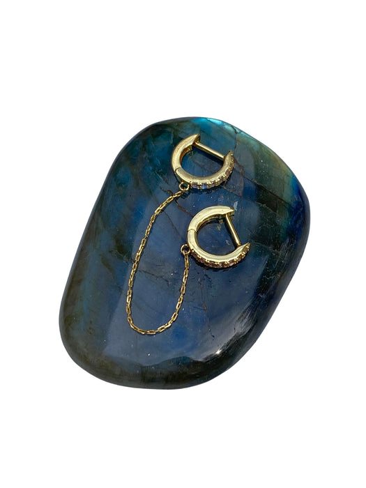 Double Chain Linked CZ Hoops | Gold Plated Earrings | Light Years