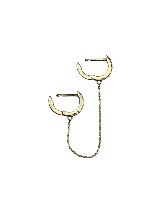 Double Chain Linked CZ Hoops | Gold Plated Earrings | Light Years