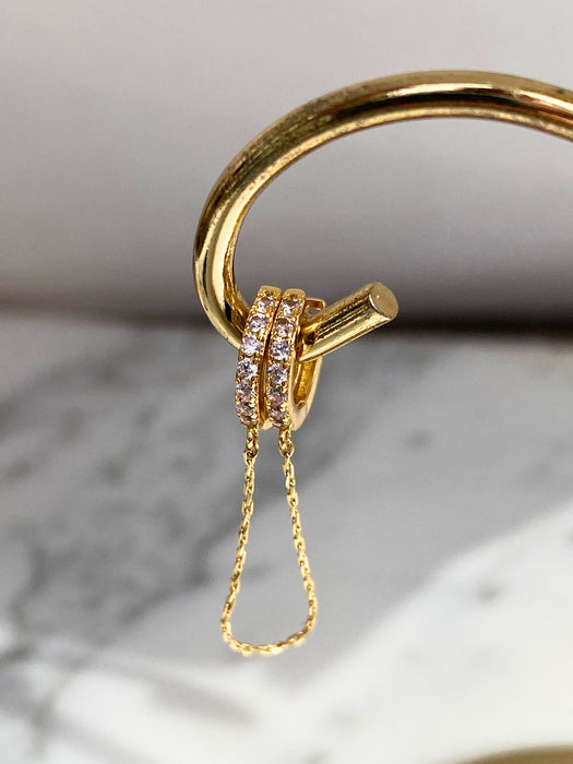 Double Chain Linked CZ Hoops | Gold Plated Earrings | Light Years