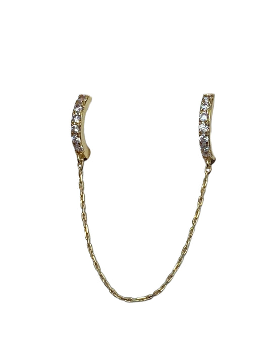 Double Chain Linked CZ Hoops | Gold Plated Earrings | Light Years