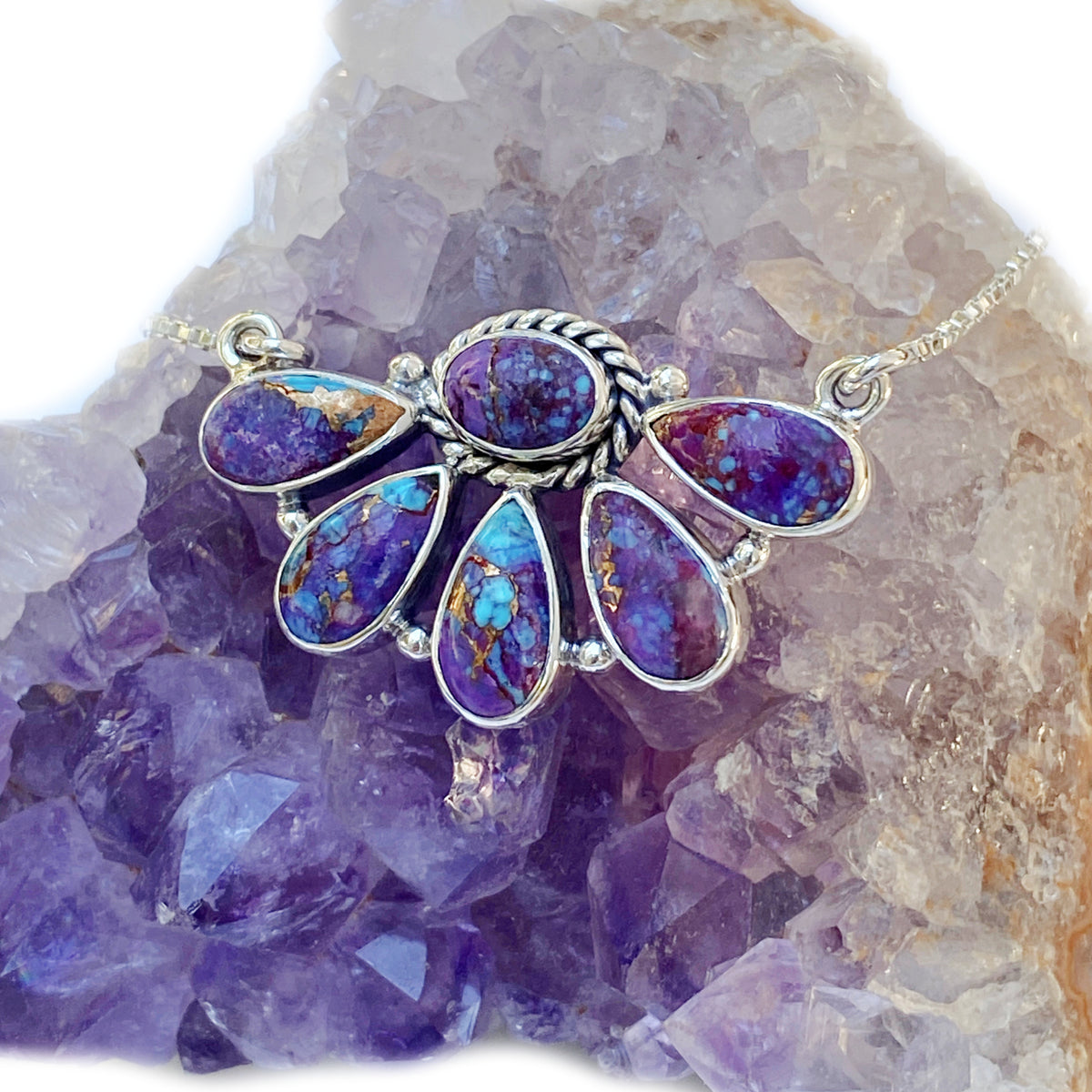 Fin Vert Cuivre Turquoise Gemme 925 Argent Pendentif Fin Vert Cuivre Turquoise Gemme 925 Argent Pendentif